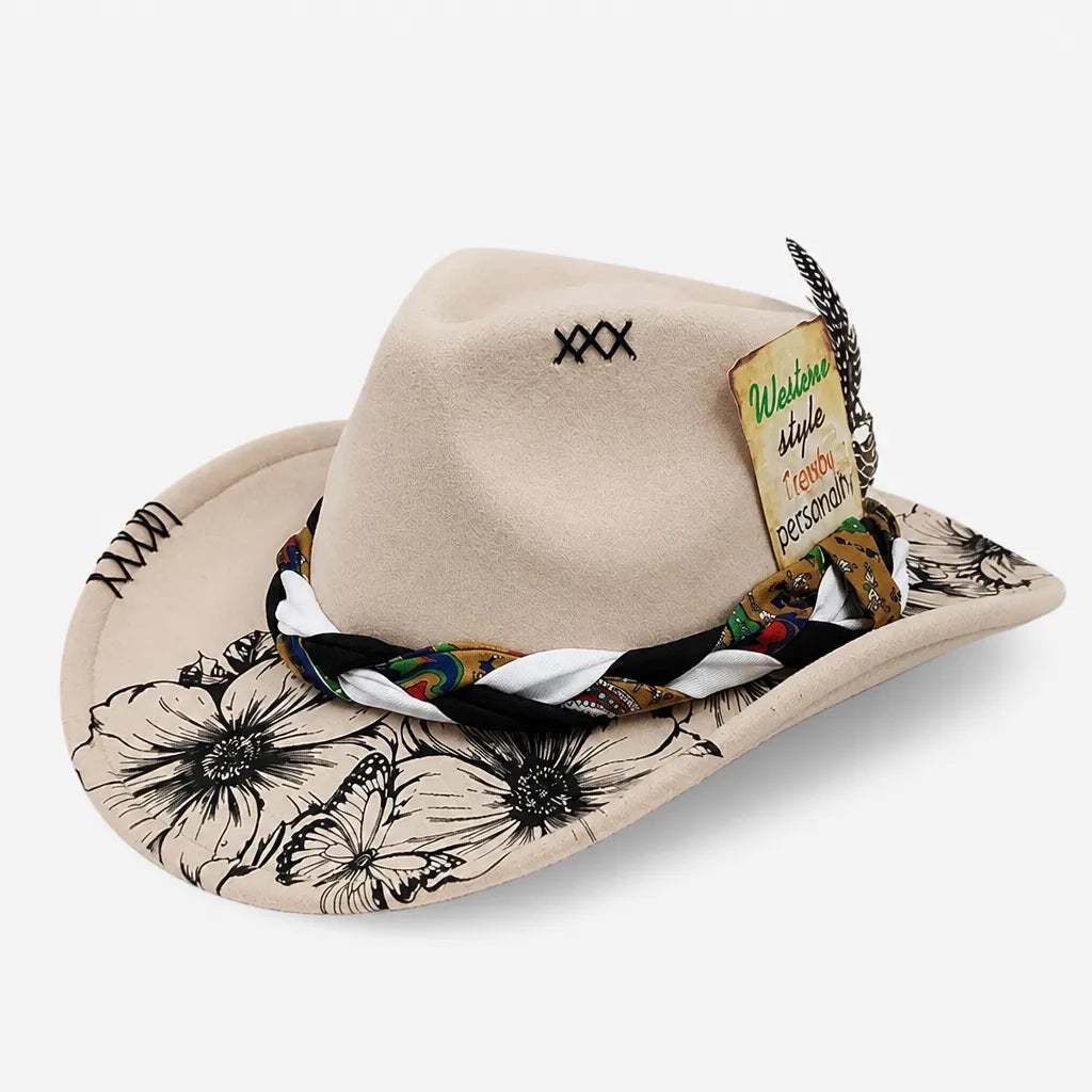 Chapeau Plume - Fedora Large Bord Retro Style Jazz et Western