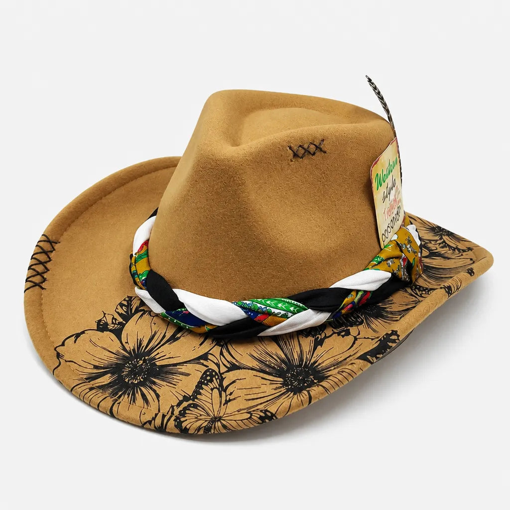 Chapeau Plume - Fedora Large Bord Retro Style Jazz et Western