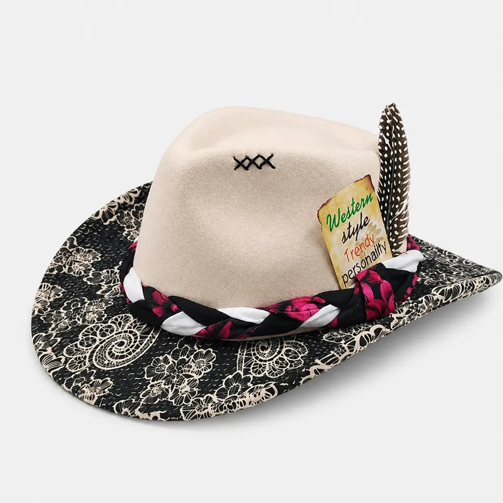 Chapeau Plume - Fedora Large Bord Retro Style Jazz et Western