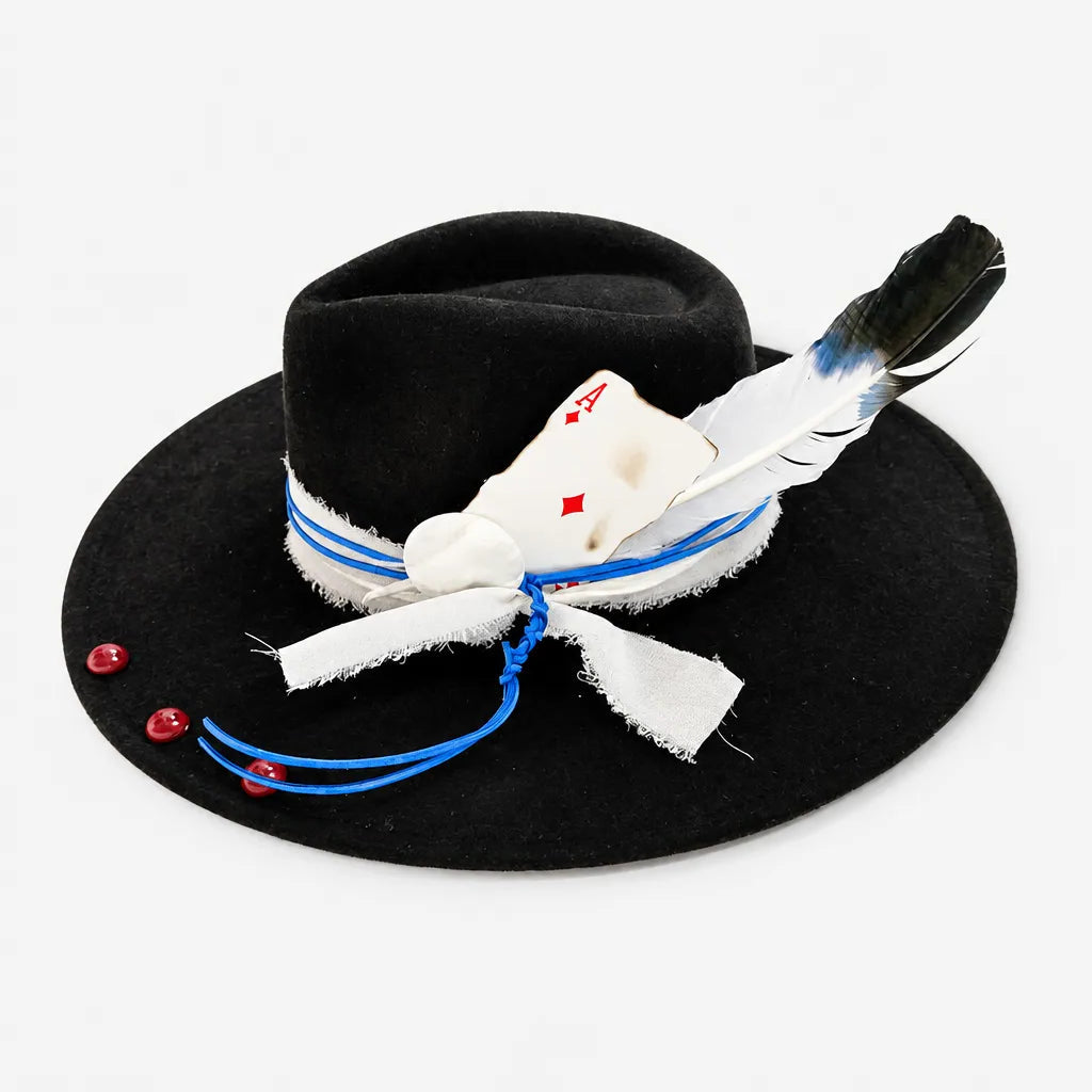 Chapeau Plume - Fedora Large Bord Retro Style Jazz et Western