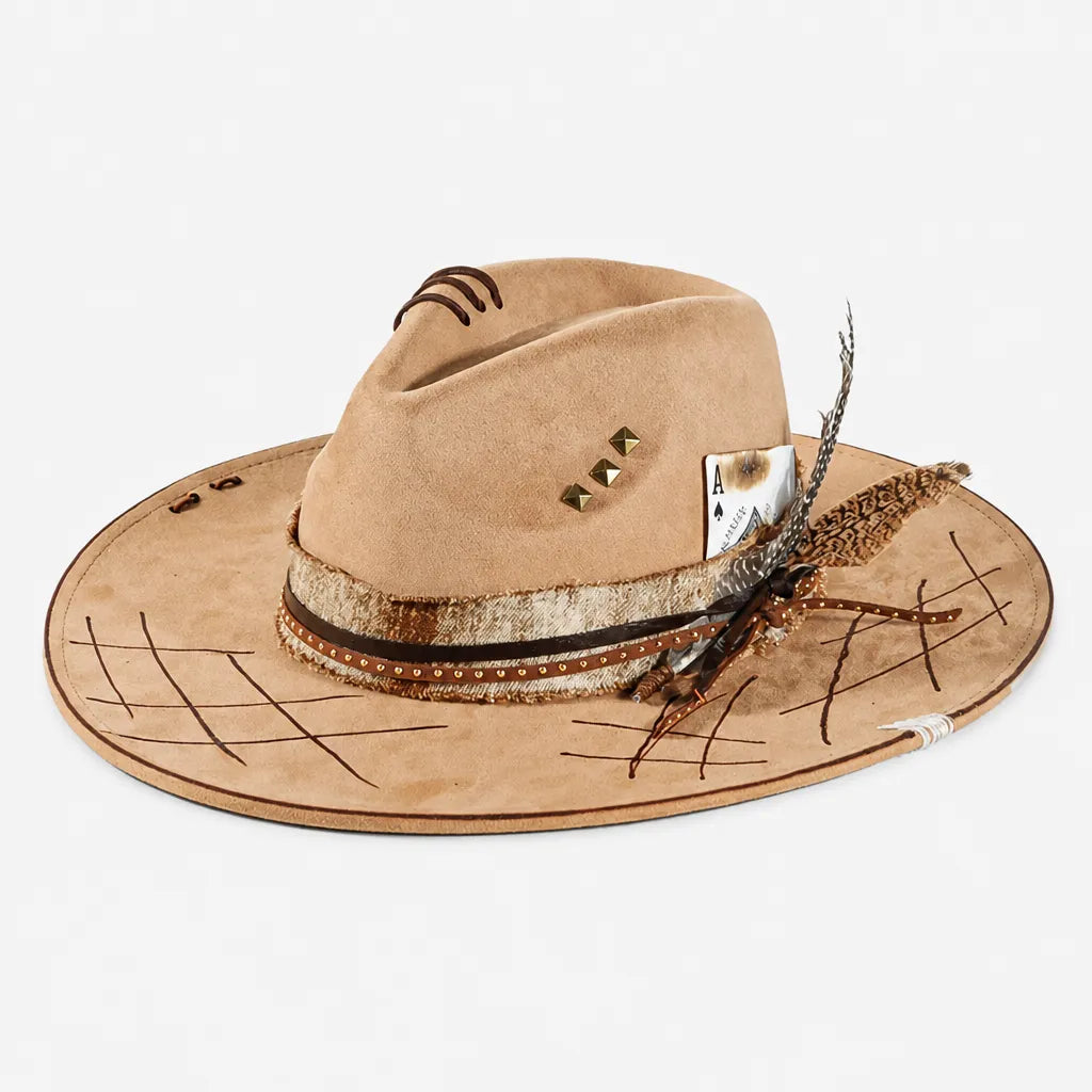 Chapeau Plume - Fedora Large Bord Retro Style Jazz et Western