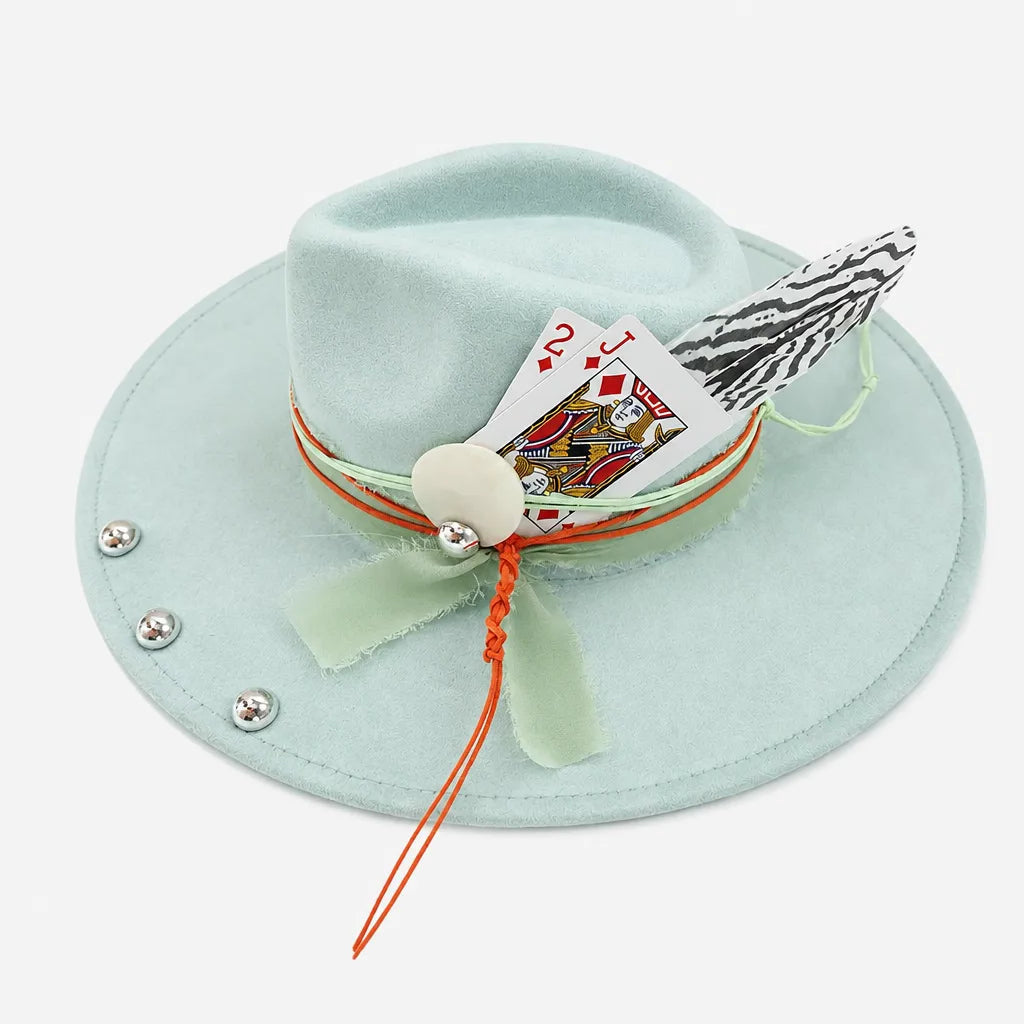 Chapeau Plume - Fedora Large Bord Retro Style Jazz et Western