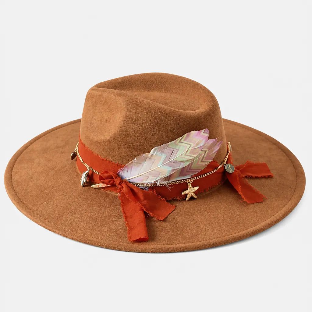 Chapeau Plume - Fedora Large Bord Retro Style Jazz et Western