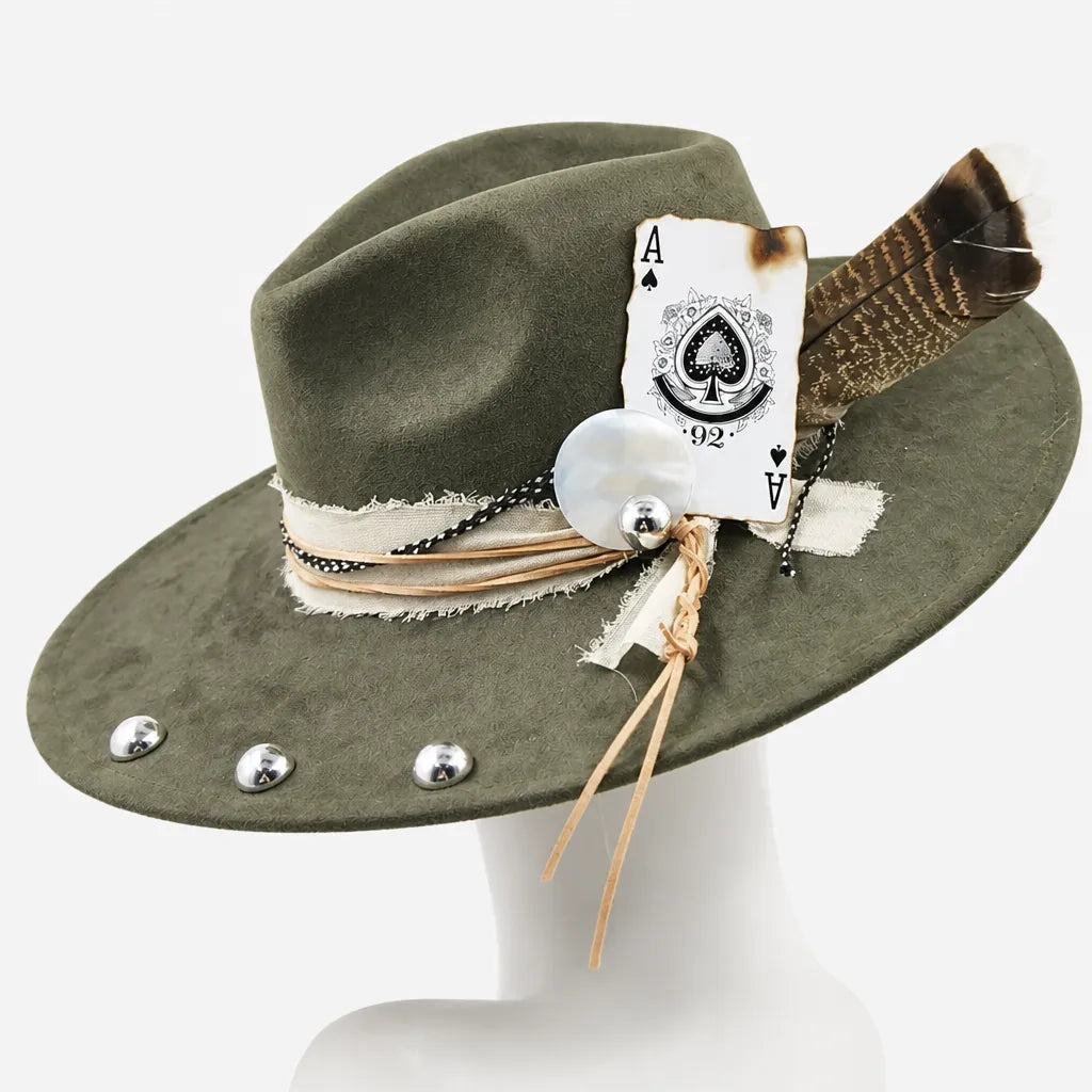 Chapeau Plume - Fedora Large Bord Retro Style Jazz et Western