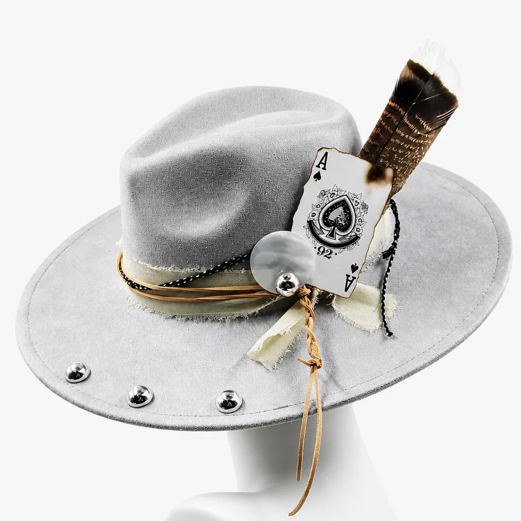 Chapeau Plume - Fedora Large Bord Retro Style Jazz et Western