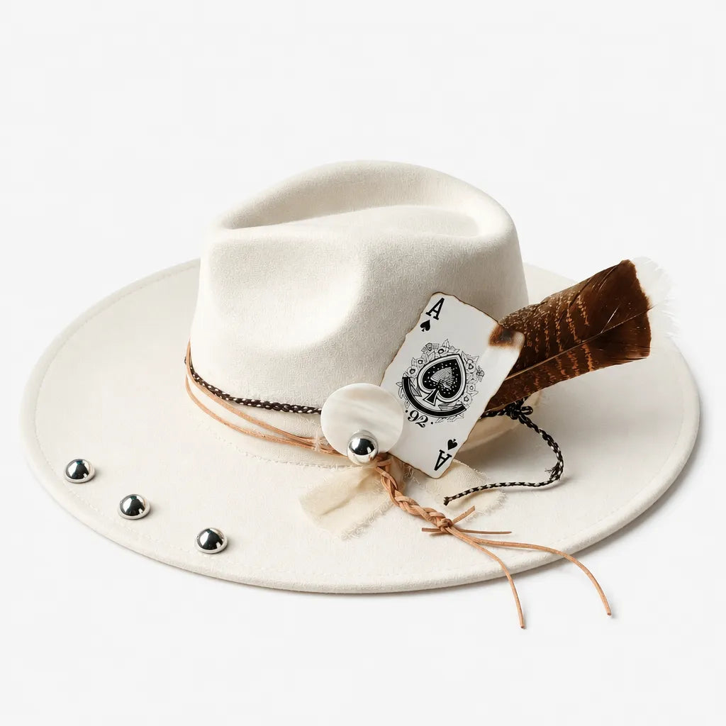 Chapeau Plume - Fedora Large Bord Retro Style Jazz et Western
