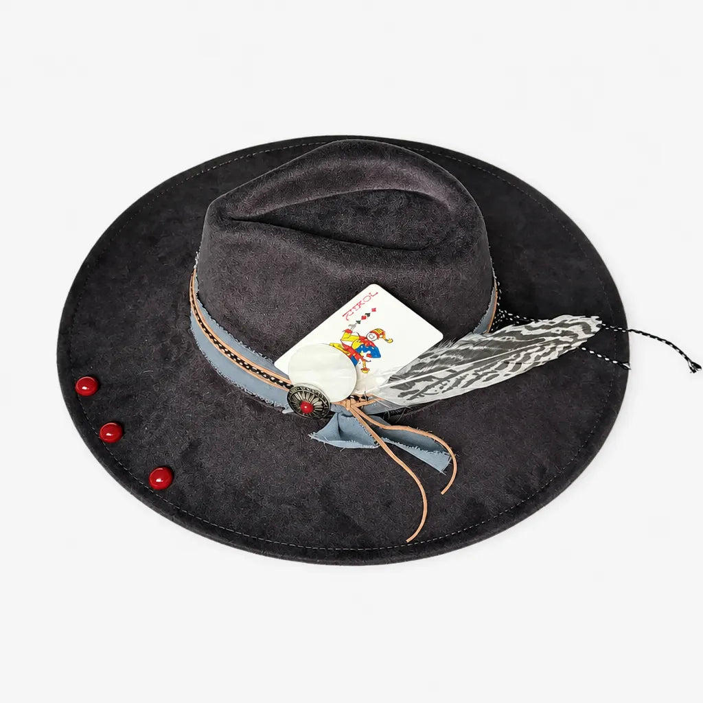 Chapeau Plume - Fedora Large Bord Retro Style Jazz et Western