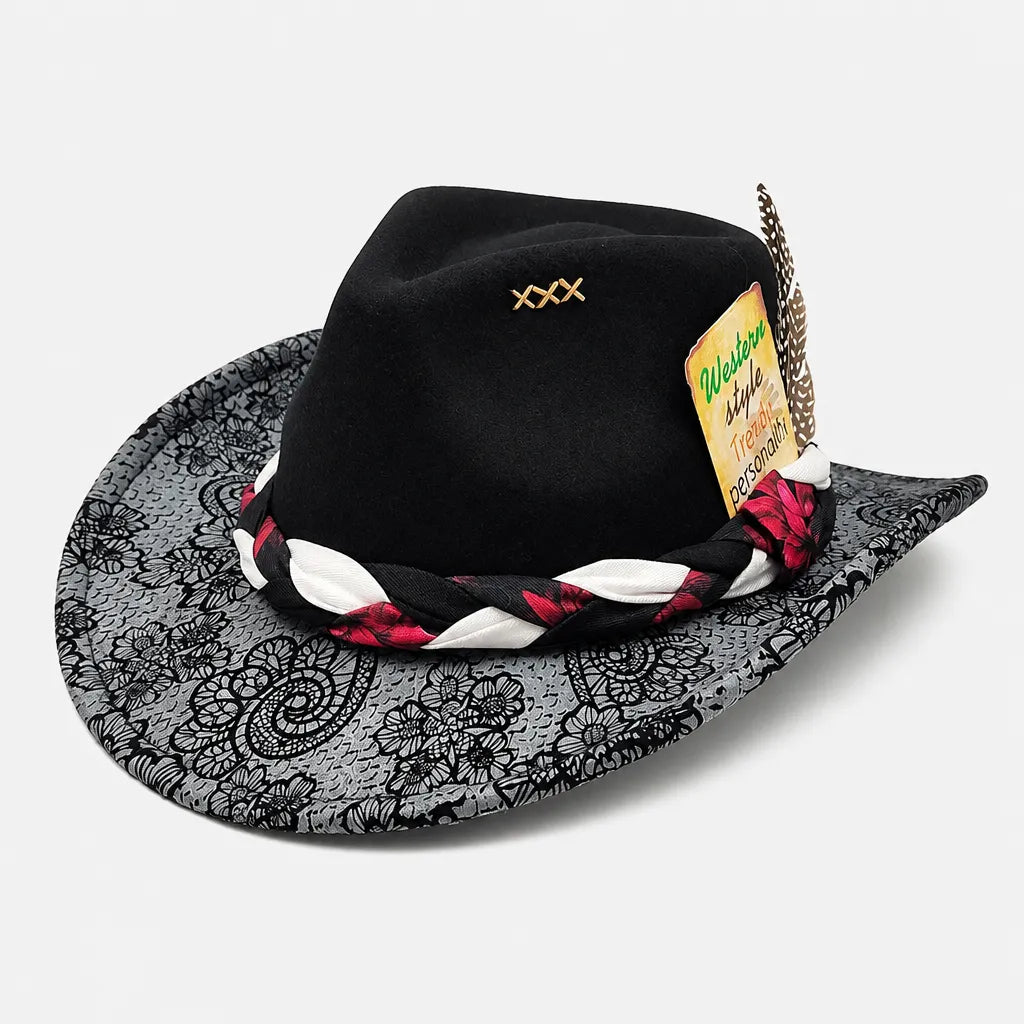 Chapeau Plume - Fedora Large Bord Retro Style Jazz et Western