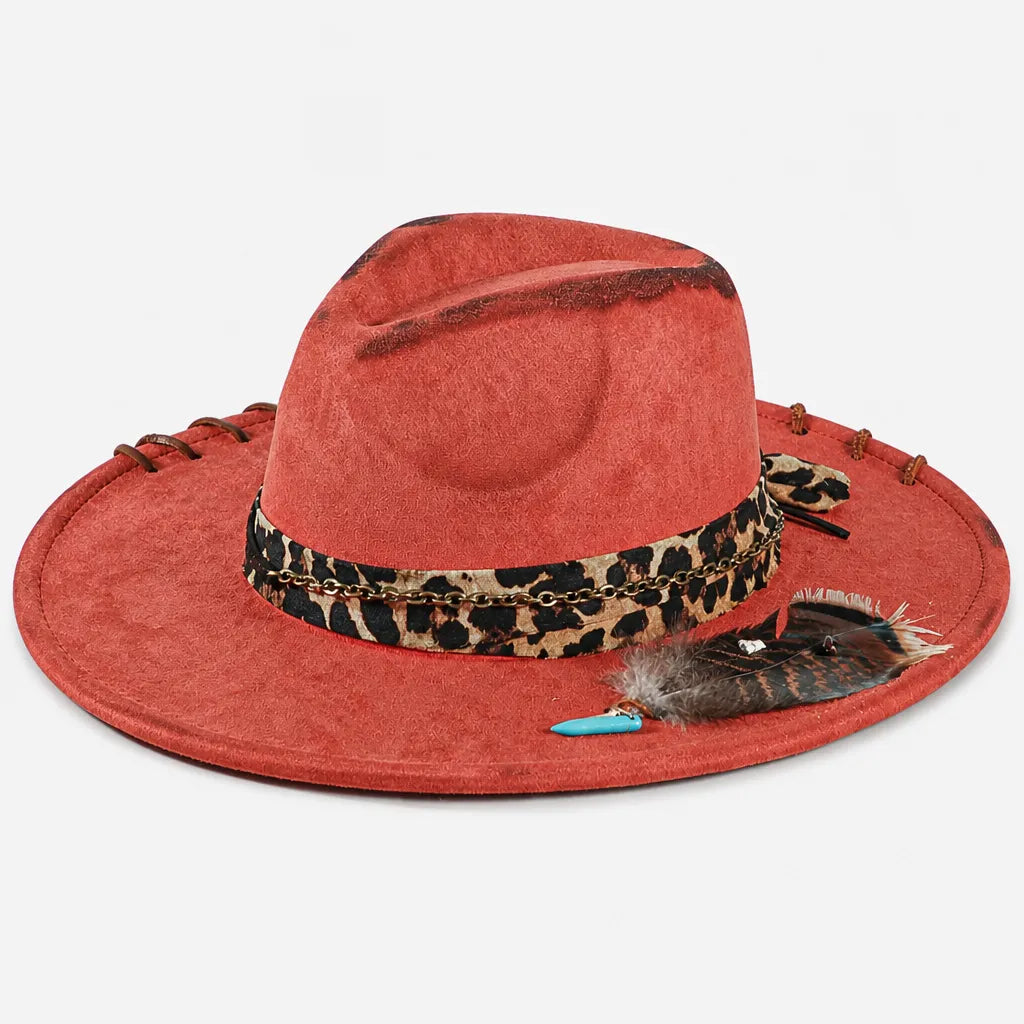 Chapeau Plume - Fedora Large Bord Retro Style Jazz et Western