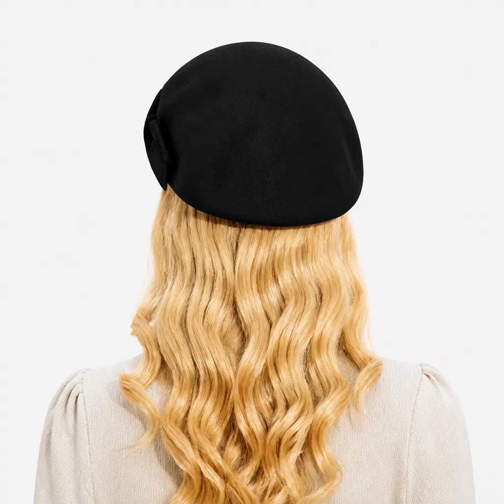 Beret Francais Femme - en Laine avec Noeud Bicolore