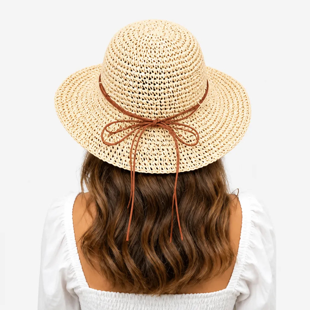Chapeau de Plage Femme - Paille Tissee Large Bord Anti-UV