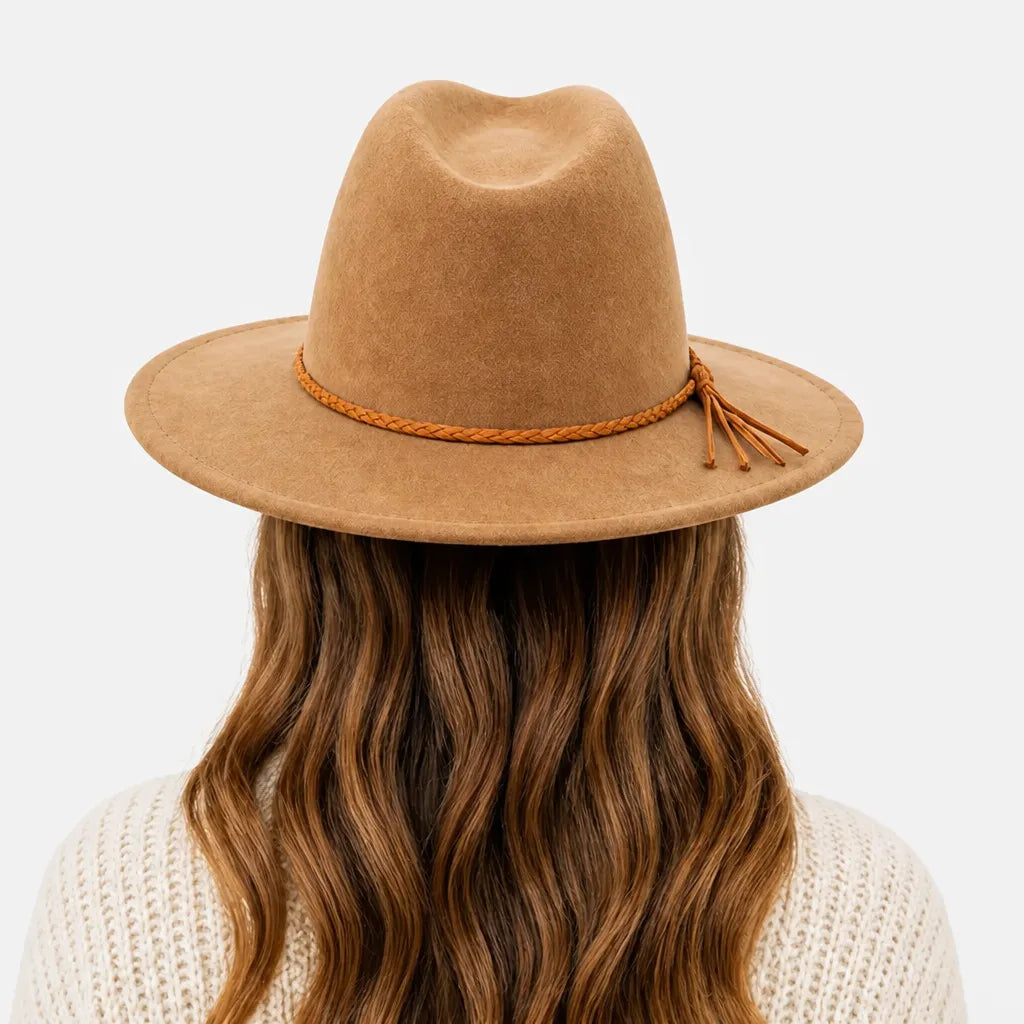 Chapeau Large Bord Femme - Fedora a Calotte en Forme de Coeur
