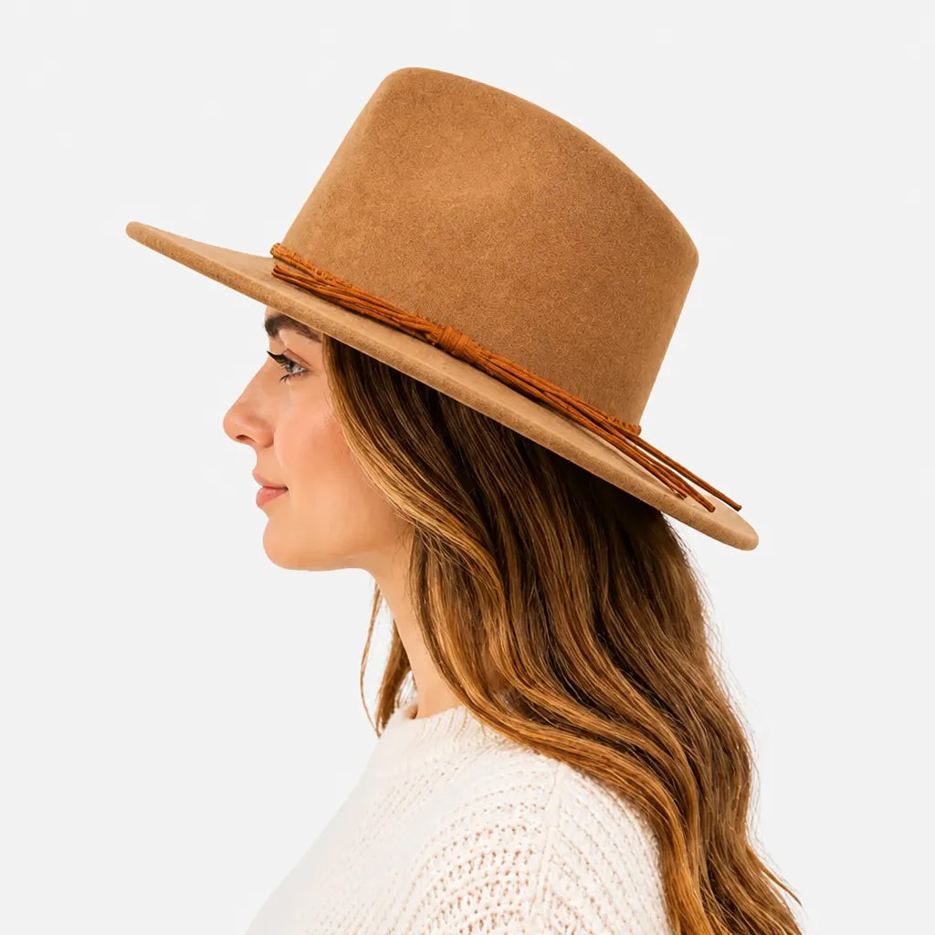 Chapeau Large Bord Femme - Fedora a Calotte en Forme de Coeur