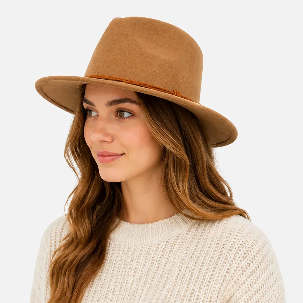 Chapeau Large Bord Femme - Fedora a Calotte en Forme de Coeur