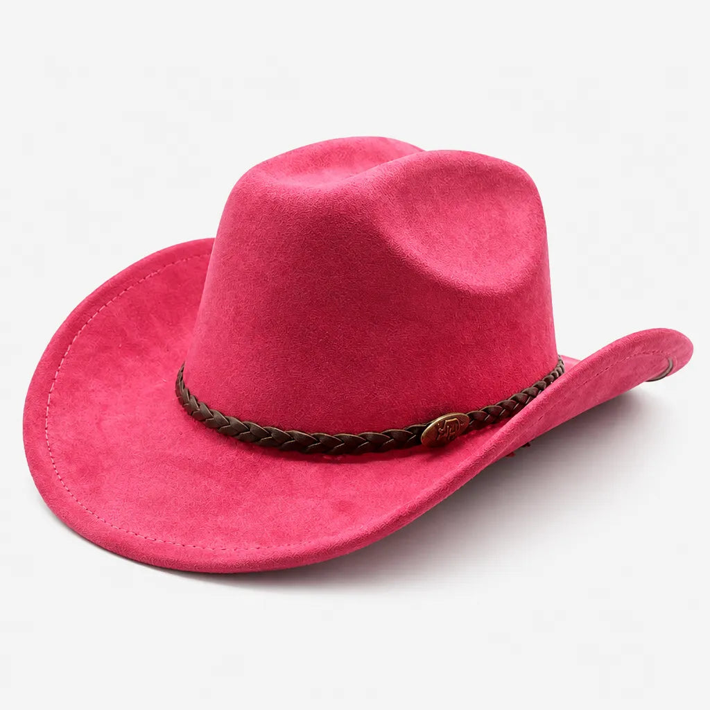 Chapeau de Cowboy Femme - Large Bord Releve et Ceinture Tressee