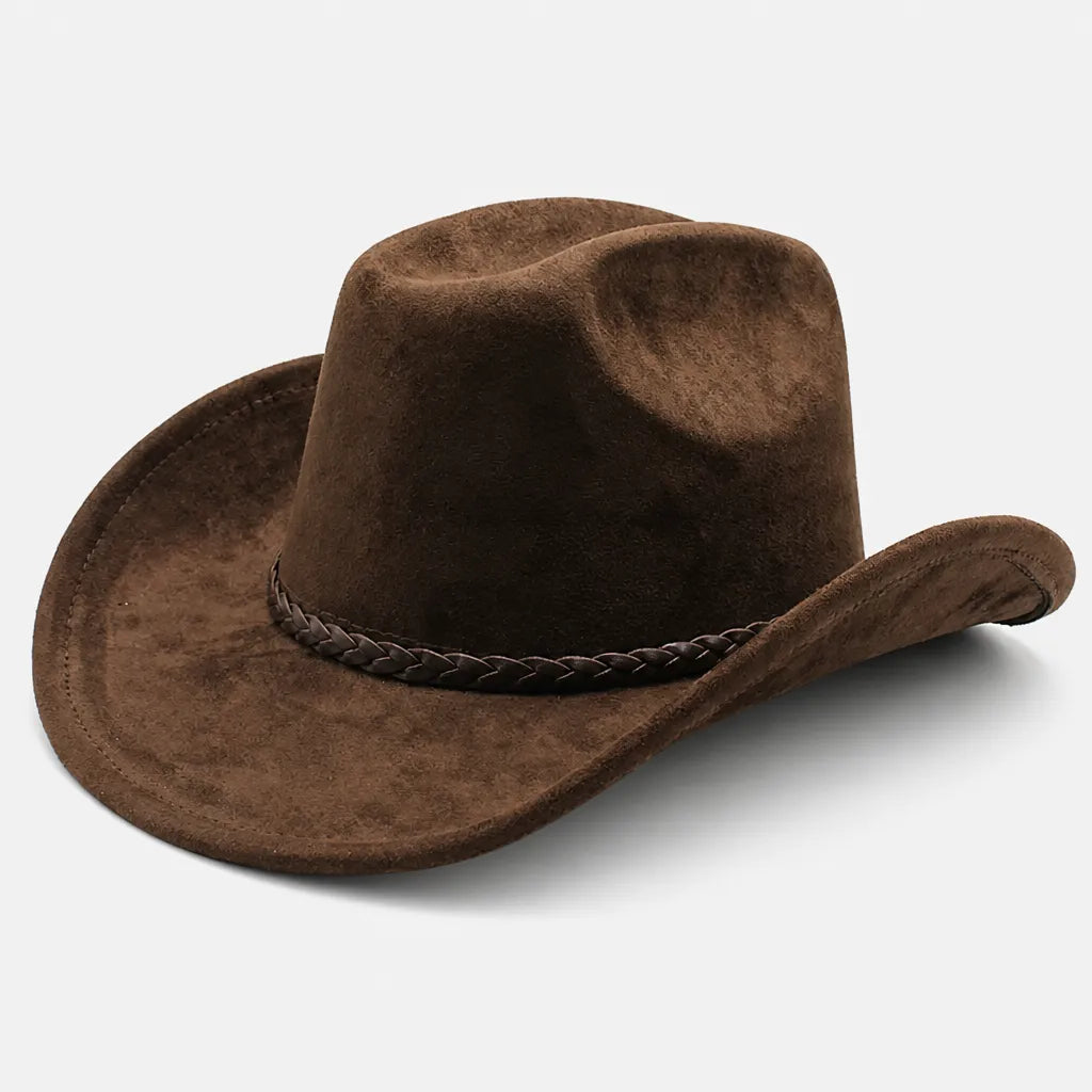 Chapeau de Cowboy Femme - Large Bord Releve et Ceinture Tressee