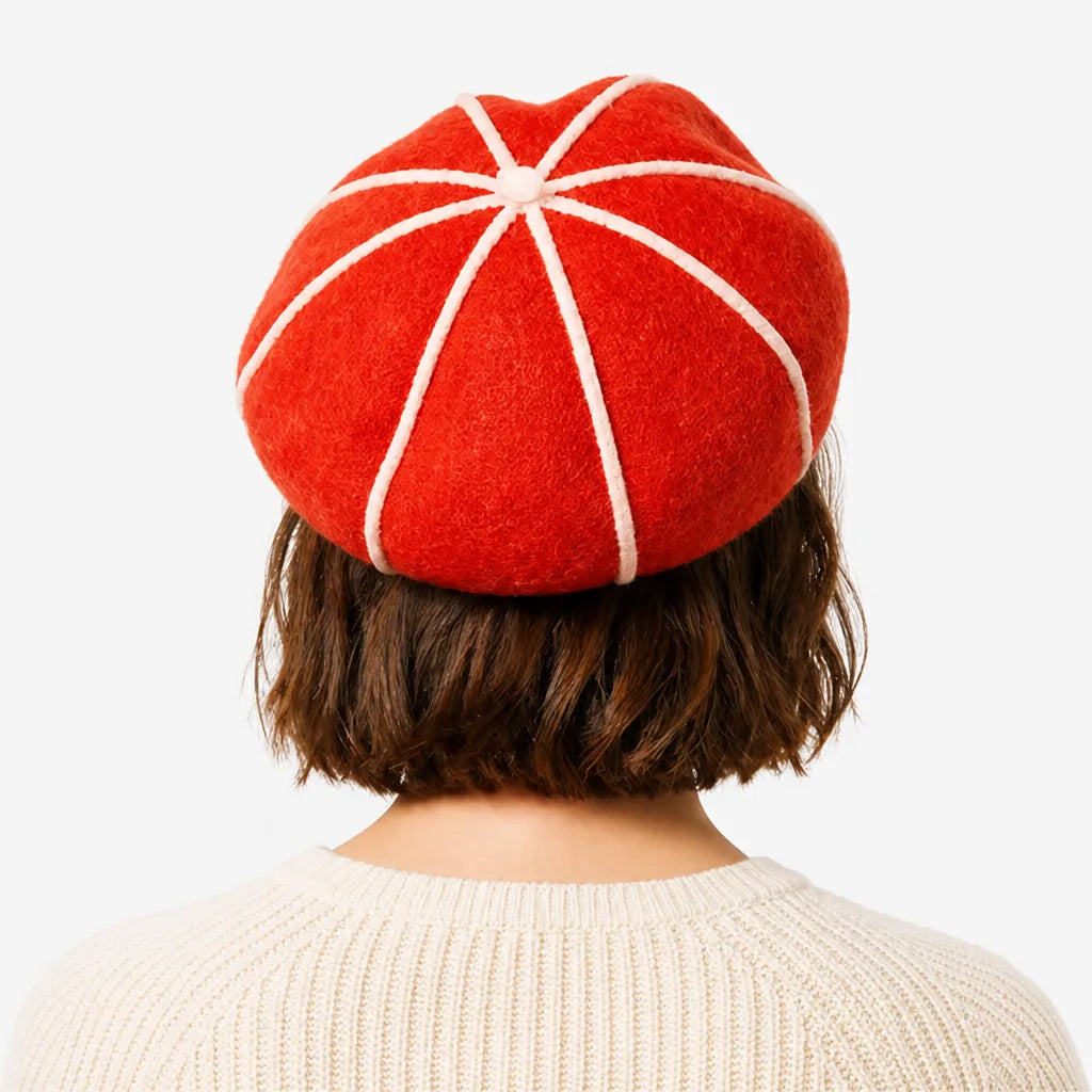 Bonnet Beret Femme Hiver - Motif Citrouille en Laine