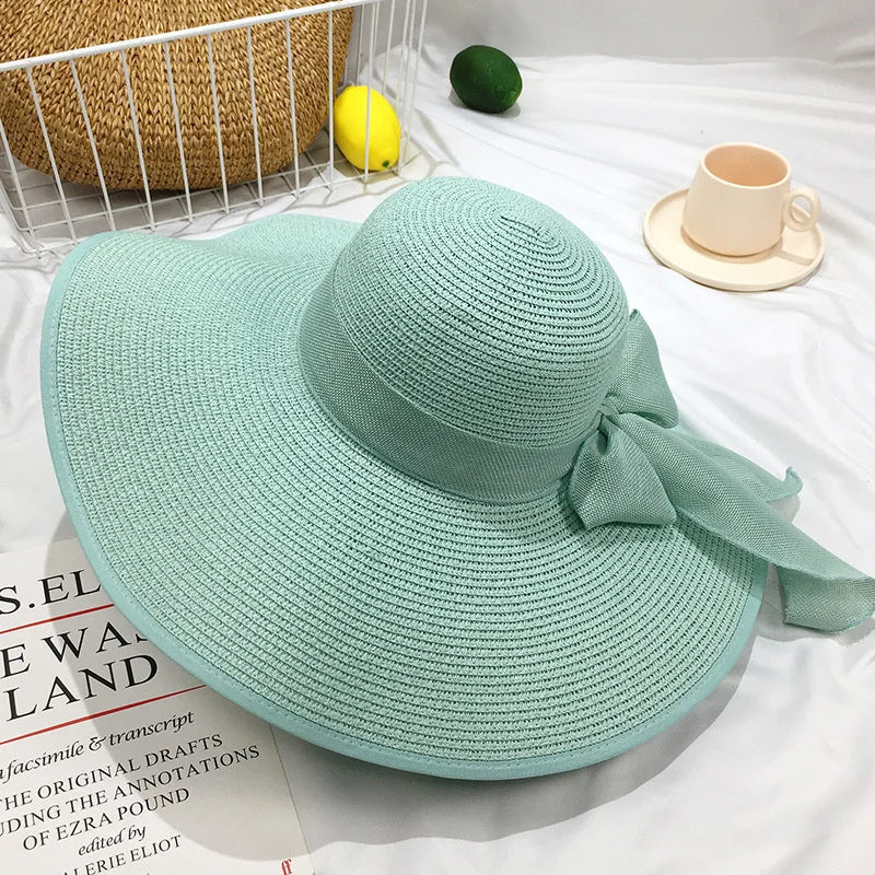 Grand Chapeau de Paille Femme - Anti-UV pour la Plage en Ete