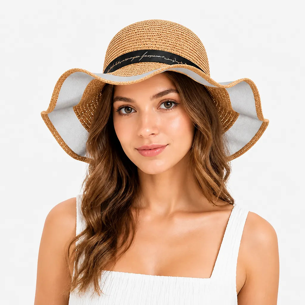 Chapeau de Paille Femme Plage - Floppy Floral Panama