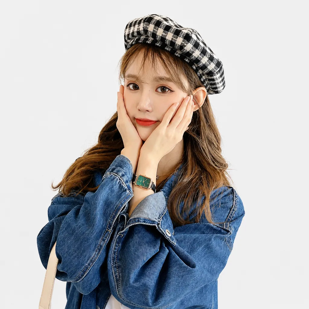 Beret Coton Femme - Petit Beanie Style Coreen Octogonal