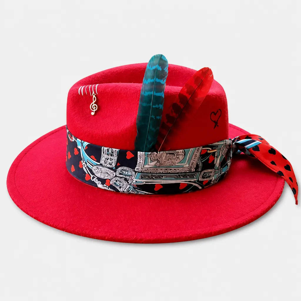 Chapeau Feutre Marron - Fait Main, Panneau Ajustable Unisexe