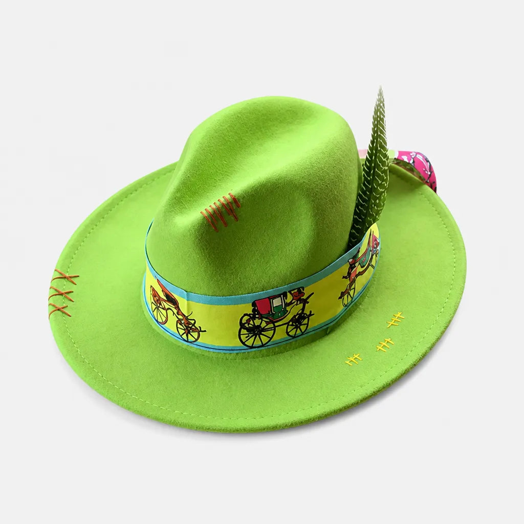 Chapeau Feutre Marron - Fait Main, Panneau Ajustable Unisexe