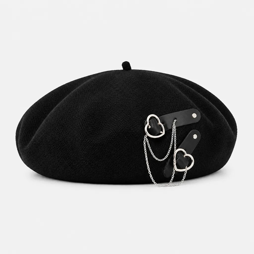 Beret Kawaii - Harajuku avec Chaine et Coeur