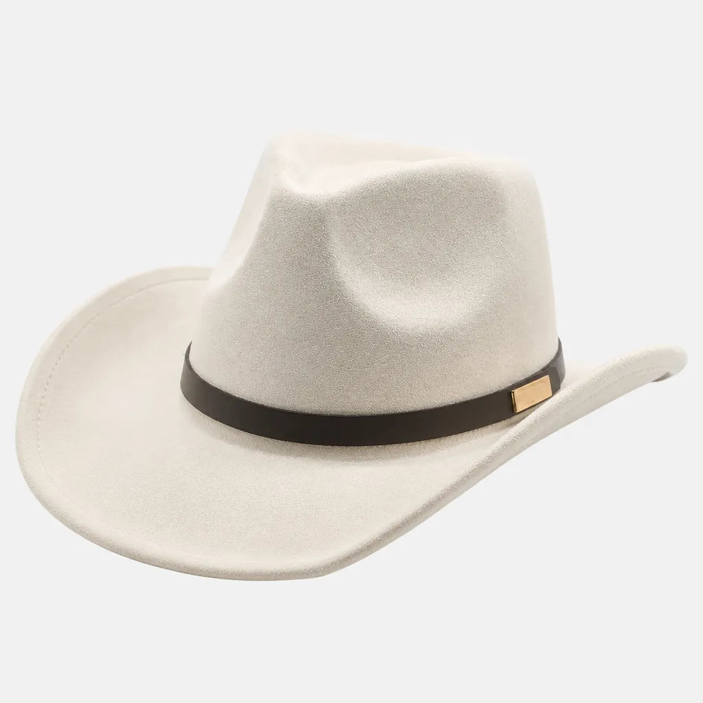 Chapeau Western - Large Bord Releve et Ceinture en Cuir Ethnique