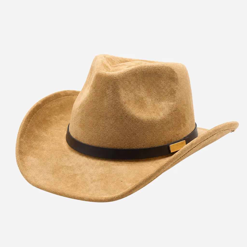 Chapeau Western - Large Bord Releve et Ceinture en Cuir Ethnique