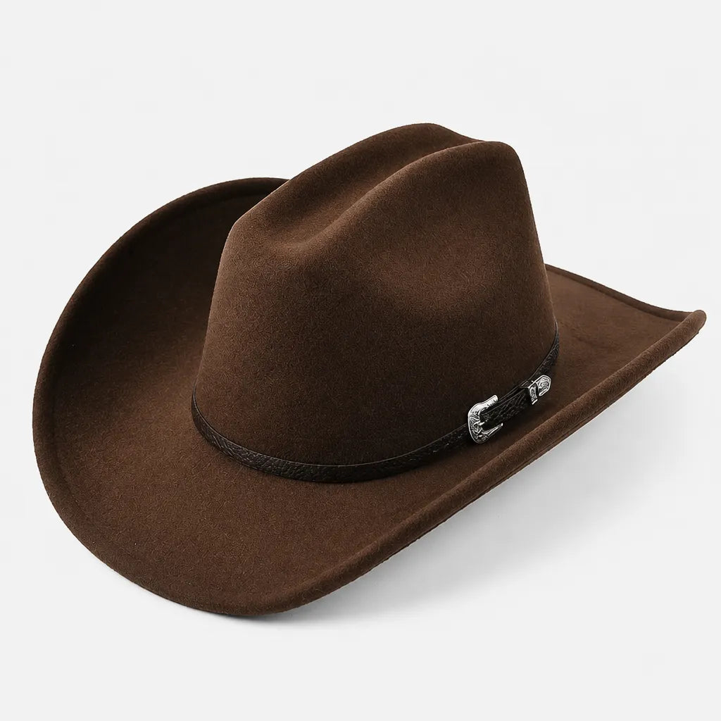 Chapeau Cowboy Western - Feutre a Large Bord Style Gentleman