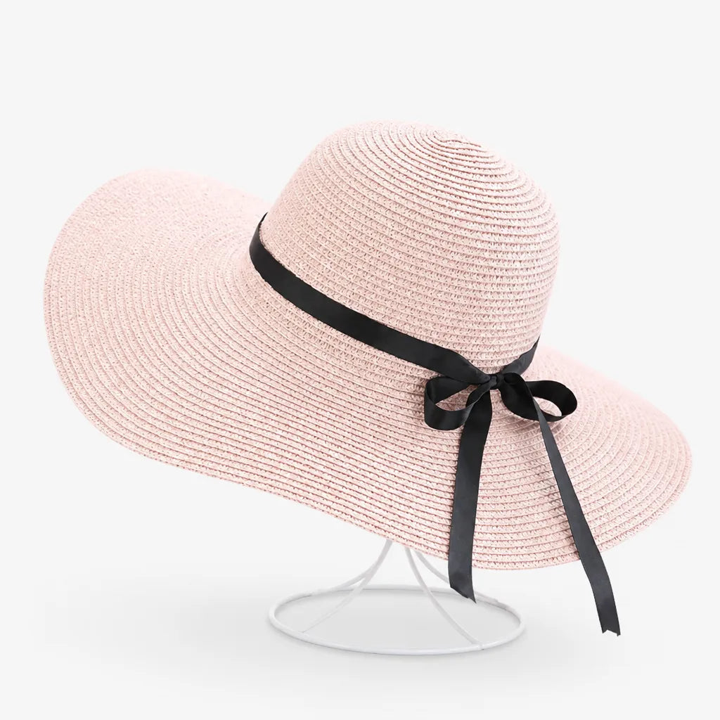 Chapeau Soleil Femme - Paille Pliable avec Noeud Ete