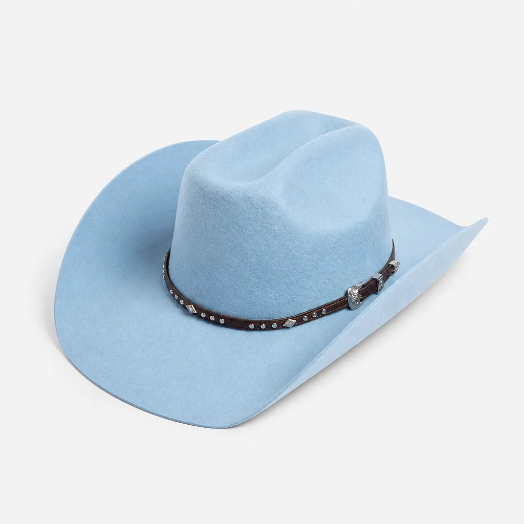 Chapeau en Laine Femme - Western Feutre a Ceinture Cloutee