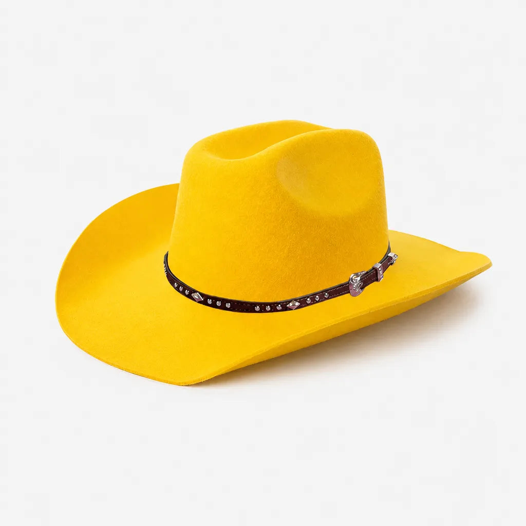 Chapeau en Laine Femme - Western Feutre a Ceinture Cloutee