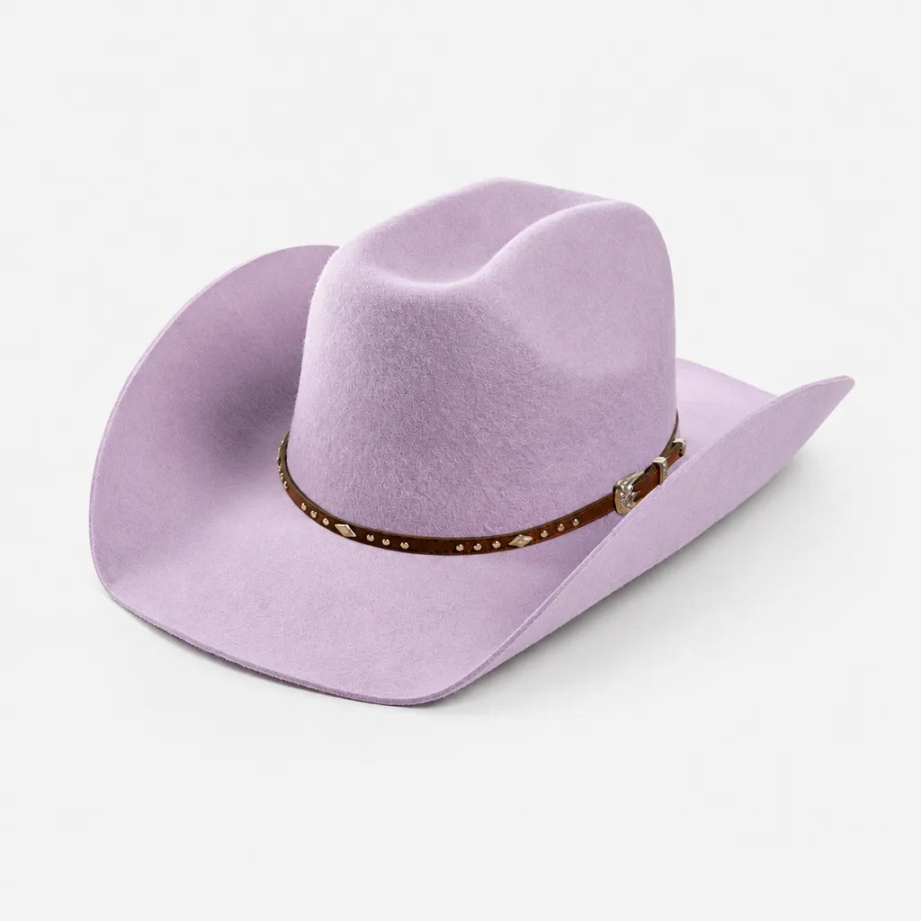 Chapeau en Laine Femme - Western Feutre a Ceinture Cloutee