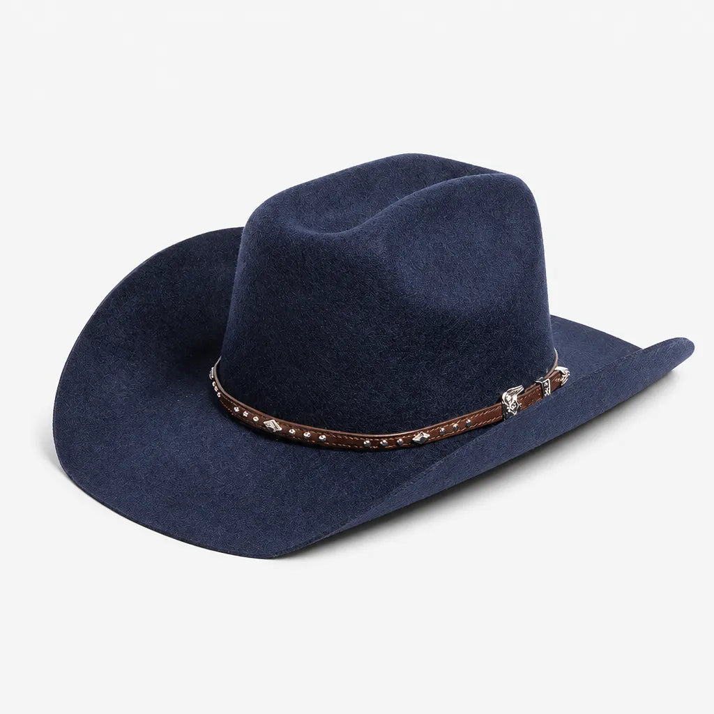 Chapeau en Laine Femme - Western Feutre a Ceinture Cloutee