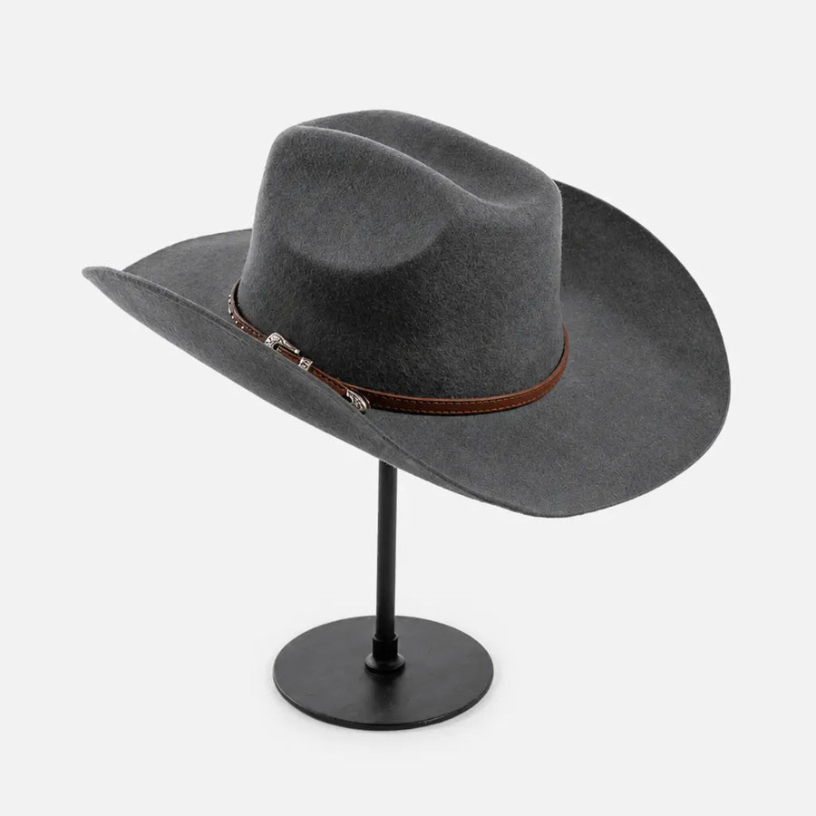 Chapeau en Laine Femme - Western Feutre a Ceinture Cloutee