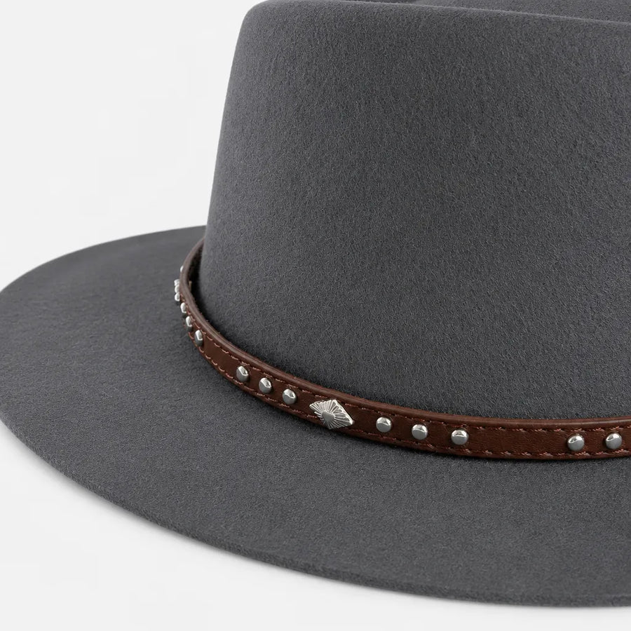 Chapeau en Laine Femme - Western Feutre a Ceinture Cloutee