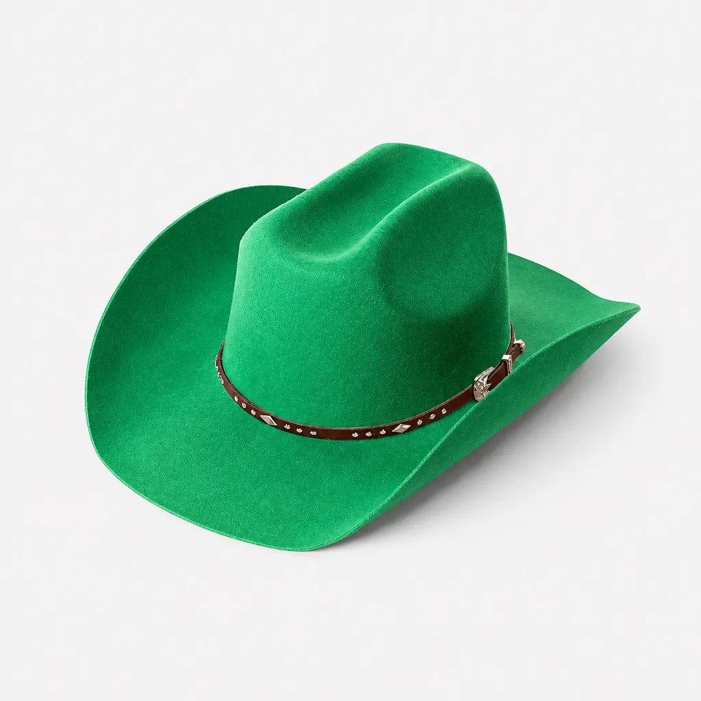 Chapeau en Laine Femme - Western Feutre a Ceinture Cloutee