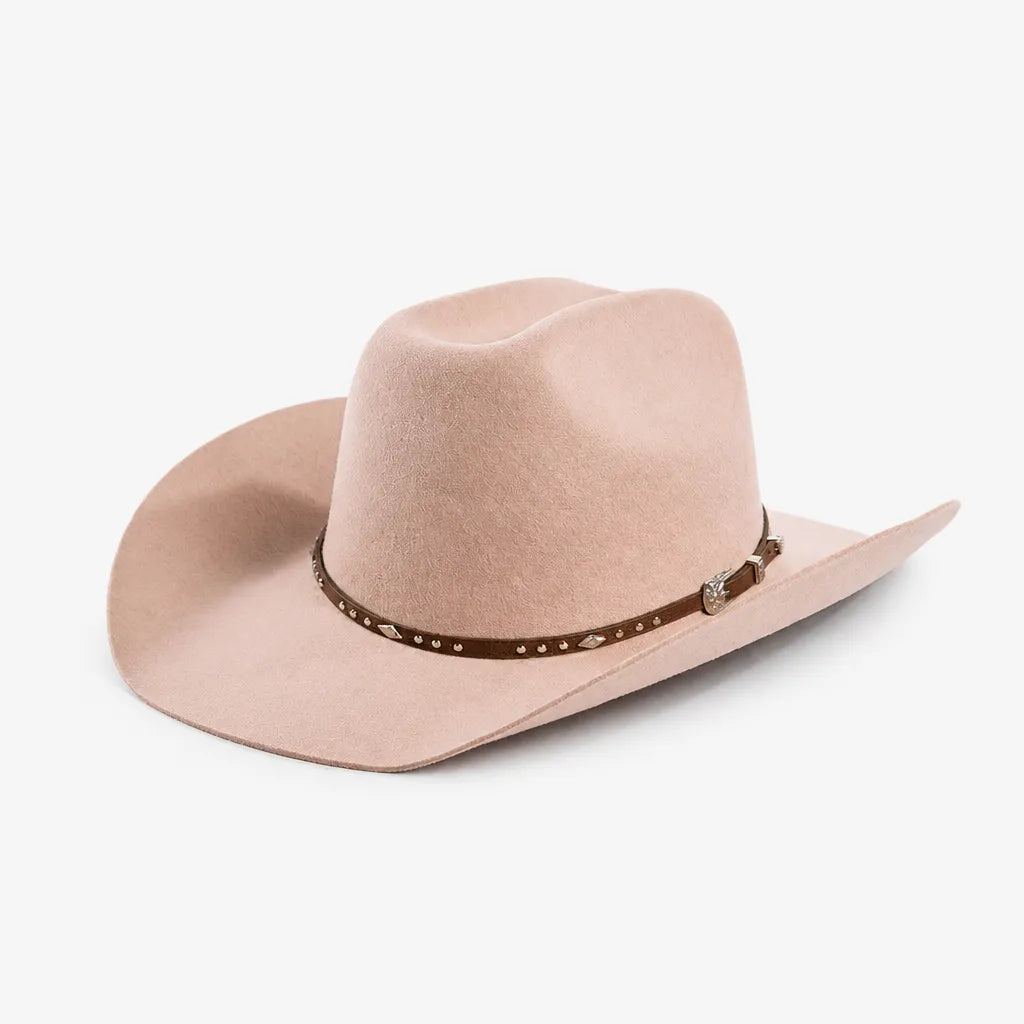 Chapeau en Laine Femme - Western Feutre a Ceinture Cloutee