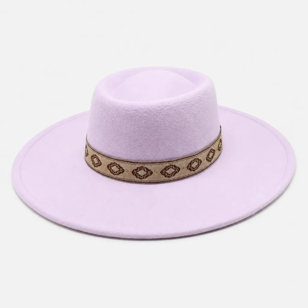 Chapeau Gambler Homme - Feutre Noir avec Ruban Aztec