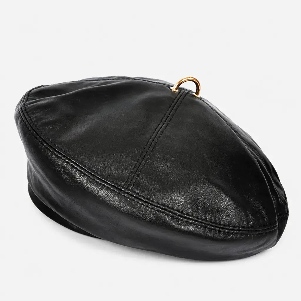 La boîte à chapeaux Beret d Hiver Femme - en Cuir, Motif Citrouille