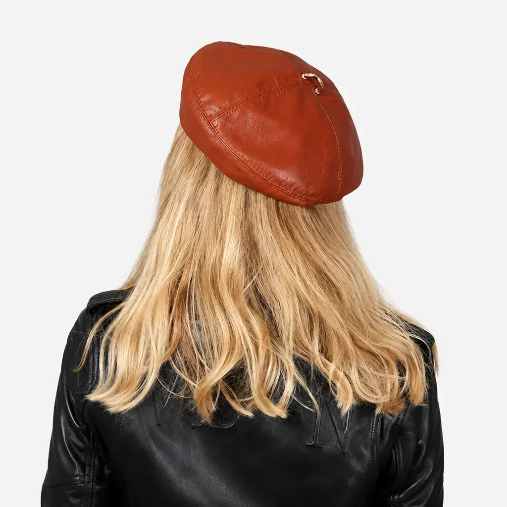 La boîte à chapeaux Beret d Hiver Femme - en Cuir, Motif Citrouille