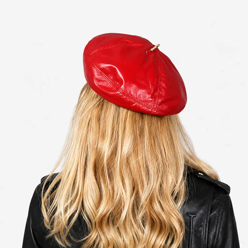 La boîte à chapeaux Beret d Hiver Femme - en Cuir, Motif Citrouille