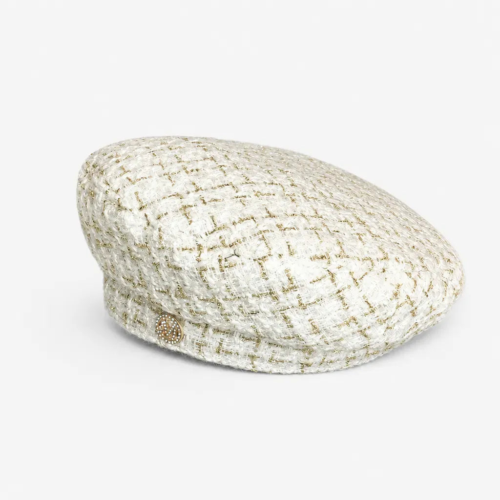 La boîte à chapeaux Beret de Peintre - Octogonal a Damier Geometrique et Fils Dores