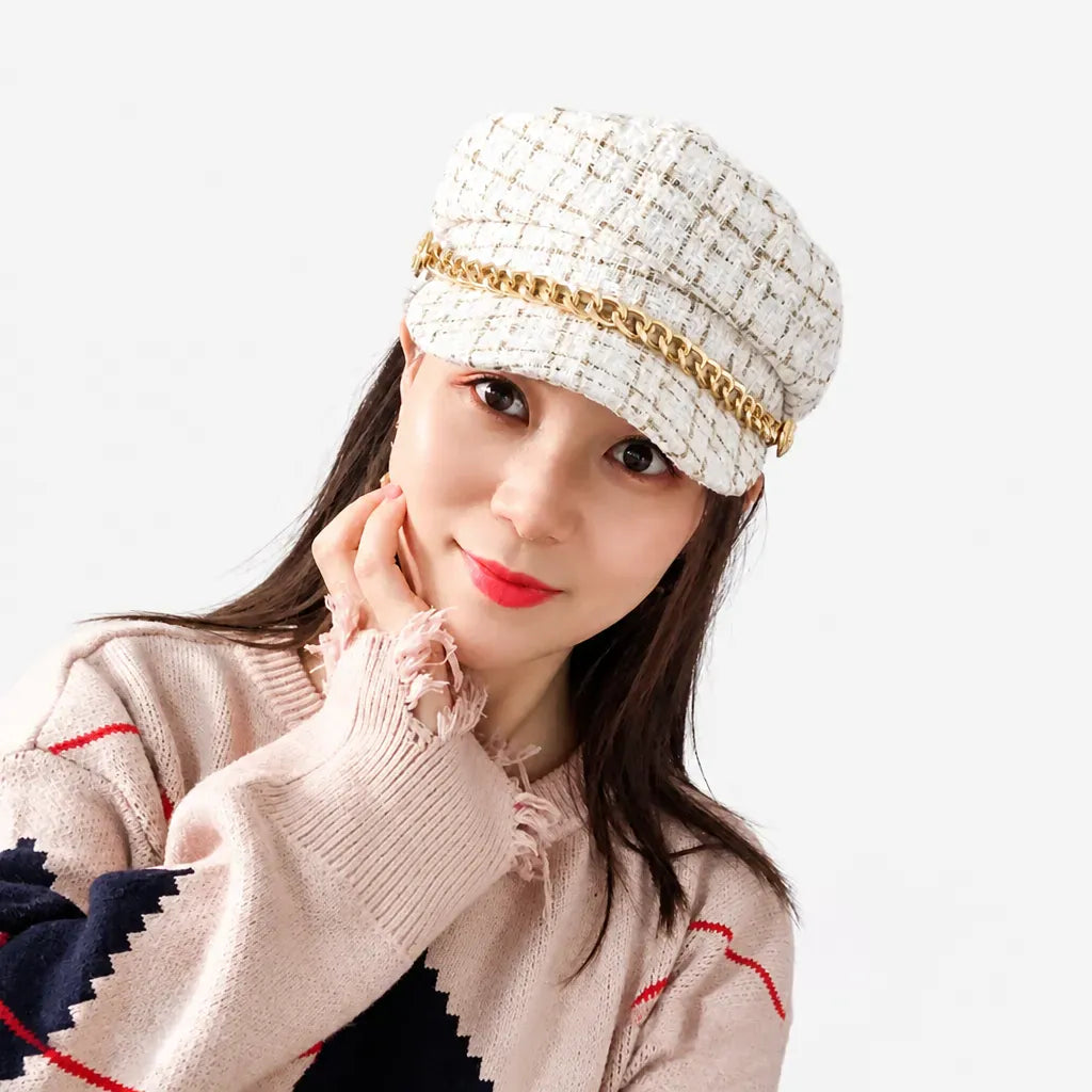 La boîte à chapeaux Beret Femme avec Perle - Chaine Automne-Hiver