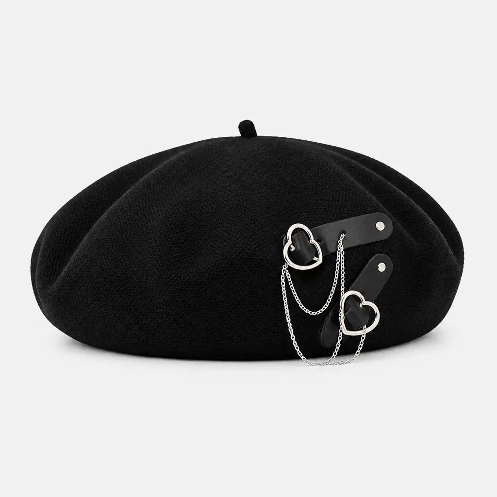 La boîte à chapeaux Beret Kawaii - Harajuku avec Chaine et Coeur