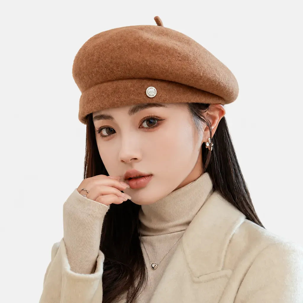 La boîte à chapeaux Beret Rouge Femme - en Laine, Reglable Automne-Hiver