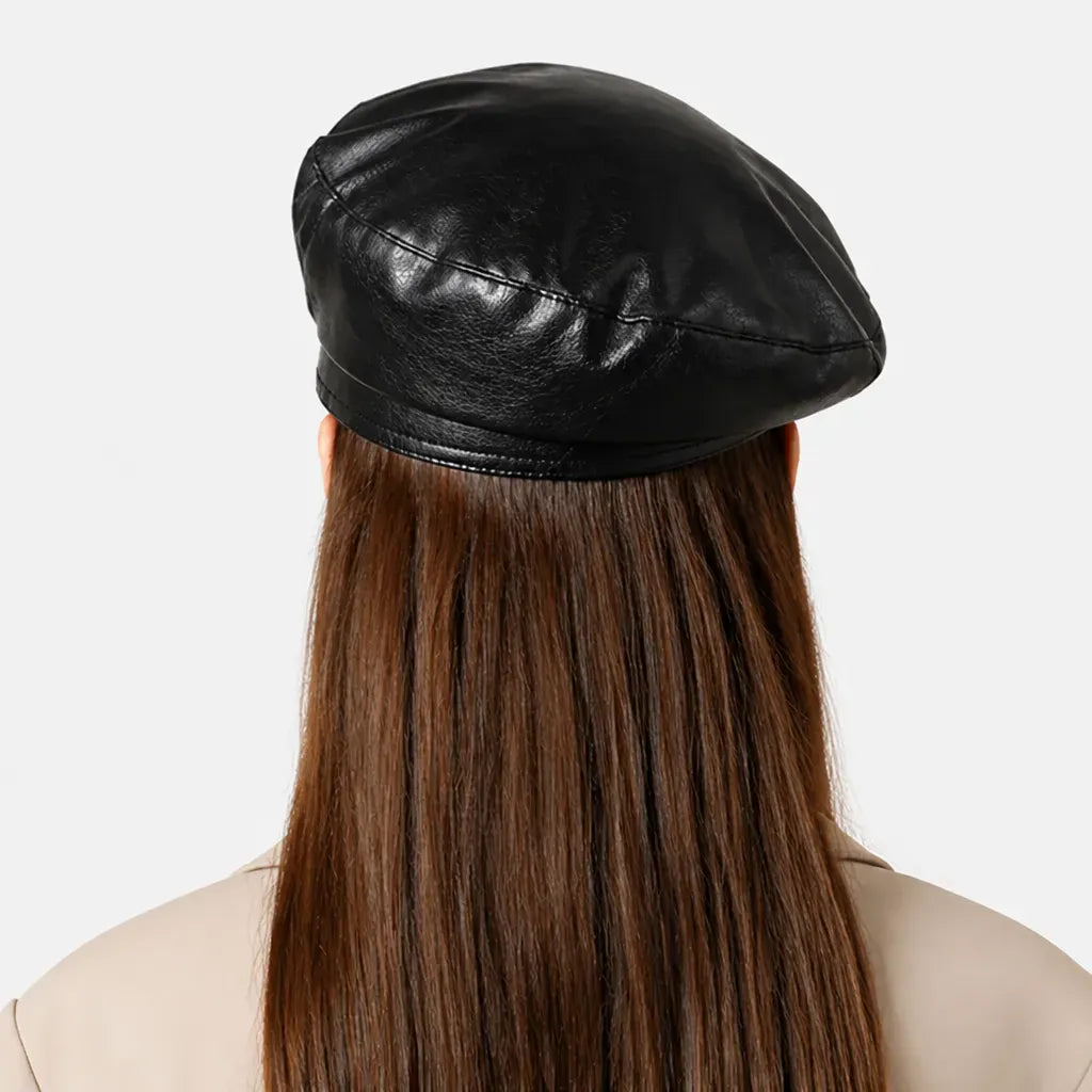La boîte à chapeaux Beret Simili Cuir Femme - Uni et Elegant Style Artiste Francais