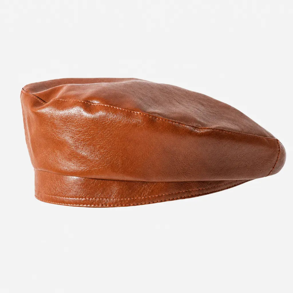 La boîte à chapeaux Beret Simili Cuir Femme - Uni et Elegant Style Artiste Francais