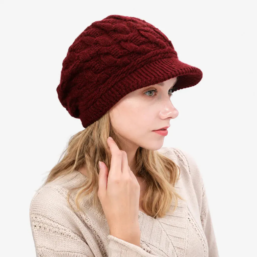 La boîte à chapeaux Bonnet Torsade Femme - Maille Epaisse et Chaude a Petite Visiere